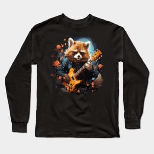 Red Panda Playing Guitar Long Sleeve T-Shirt